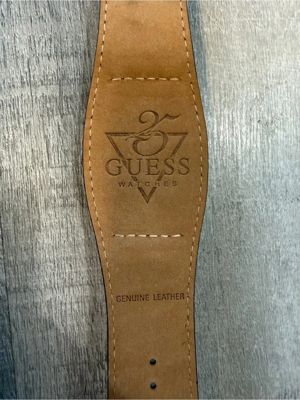 GUESS Men’s Skeleton-Style Watch Rose Gold Dial Brown Genuine Leather Band